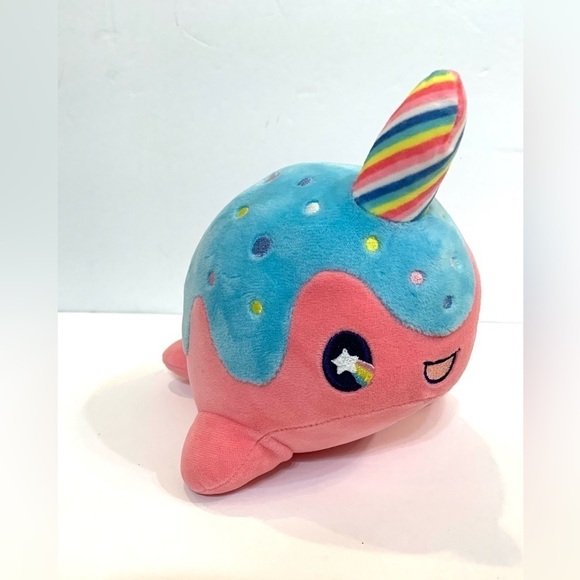 Aurora Tasty Peach Rainbow Narwhal Plush 8” - Picture 2 of 7
